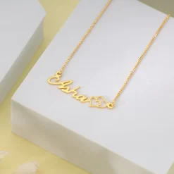Golden Personalised Dual Heart Necklace