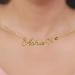 Golden Personalised Dual Heart Necklace