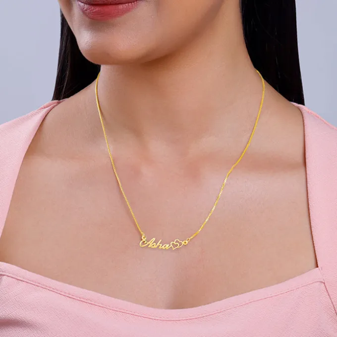 Golden Personalised Dual Heart Necklace