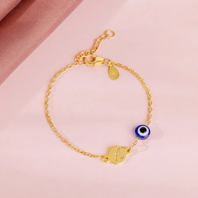 Golden Personalised Envy Gaze Kids Bracelet (2 - 8 Years)
