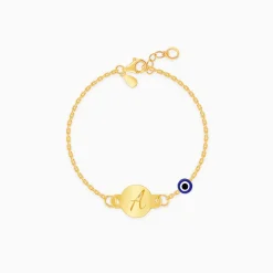 Golden Personalised Envy Gaze Kids Bracelet (0 - 2 Years)