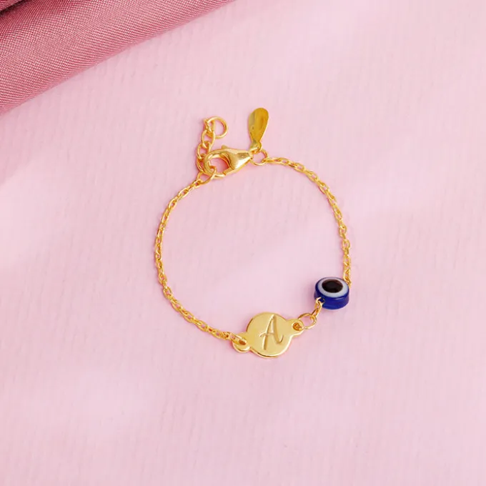 Golden Personalised Envy Gaze Kids Bracelet (0 - 2 Years)