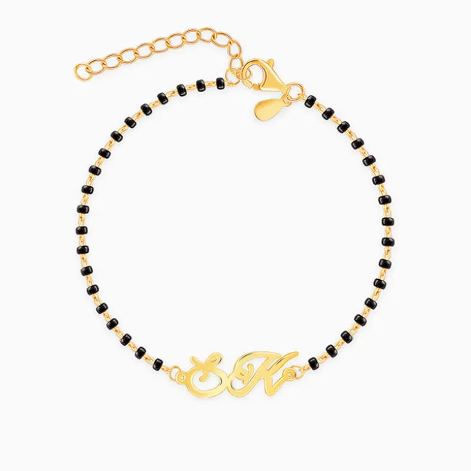 Golden Personalised Eternal Initial Mangalsutra Bracelet