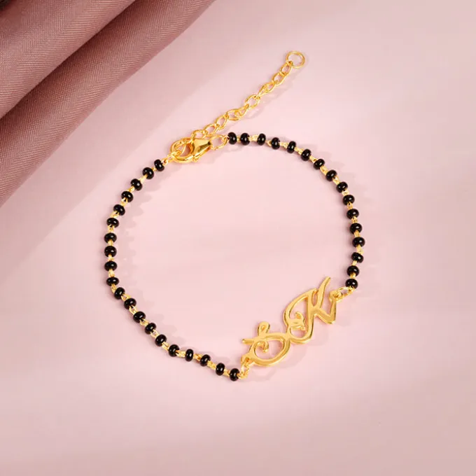 Golden Personalised Eternal Initial Mangalsutra Bracelet