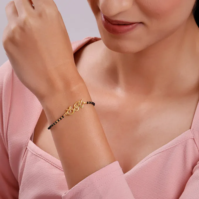 Golden Personalised Eternal Initial Mangalsutra Bracelet