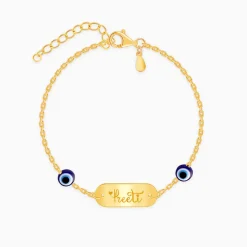 Golden Personalised Evil Eye Name Bracelet