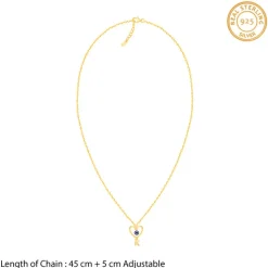 Golden Personalised Evil Eye Heart Initial Pendant