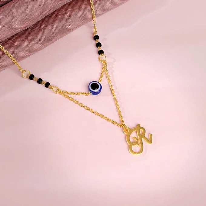 Golden Personalised Evil Eye Mangalsutra Necklace