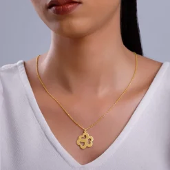 Golden Personalised Floral Love Name Necklace
