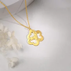 Golden Personalised Floral Love Name Necklace