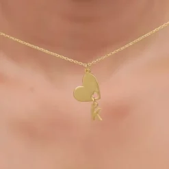 Golden Personalised Heart Initial Pendant