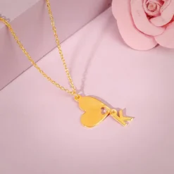 Golden Personalised Heart Initial Pendant