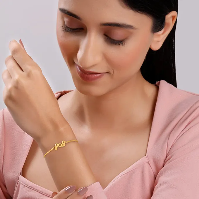 Golden Personalised Heart You Initial Bracelet