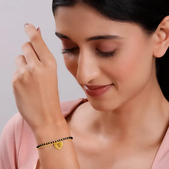 Golden Personalised Heartfelt Initial Mangalsutra Bracelet