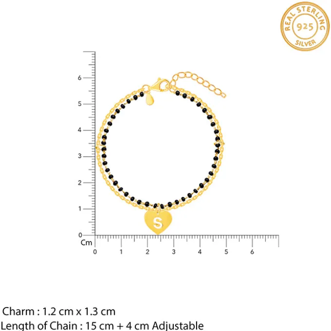 Golden Personalised Heartfelt Initial Mangalsutra Bracelet