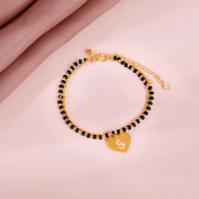 Golden Personalised Heartfelt Initial Mangalsutra Bracelet