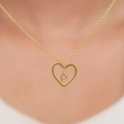 Golden Personalised Heart of Initial Pendant