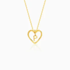 Golden Personalised Heart of Initial Pendant