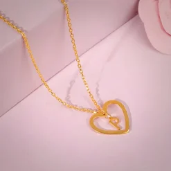 Golden Personalised Heart of Initial Pendant