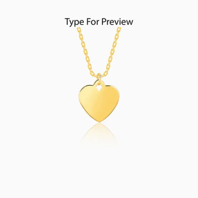 Golden Personalised Heart Initial Pendant With Link Chain