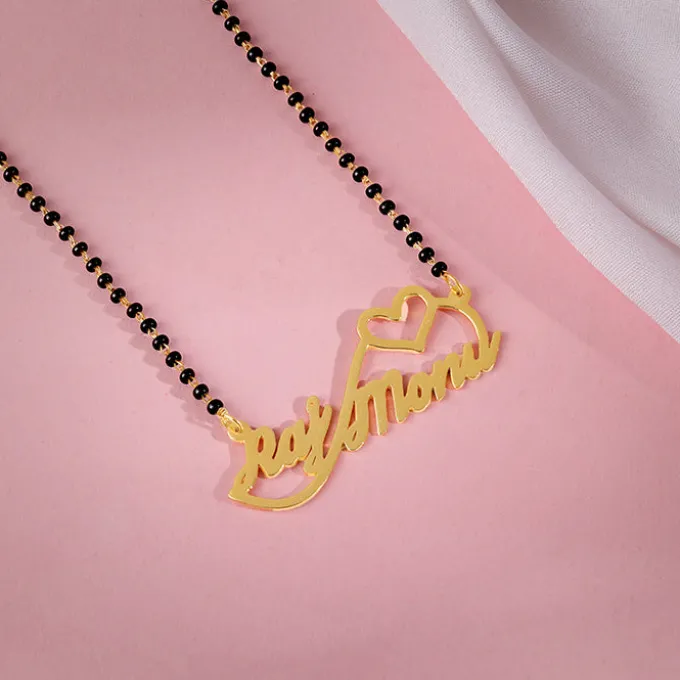 Golden Personalised Heart Name Mangalsutra