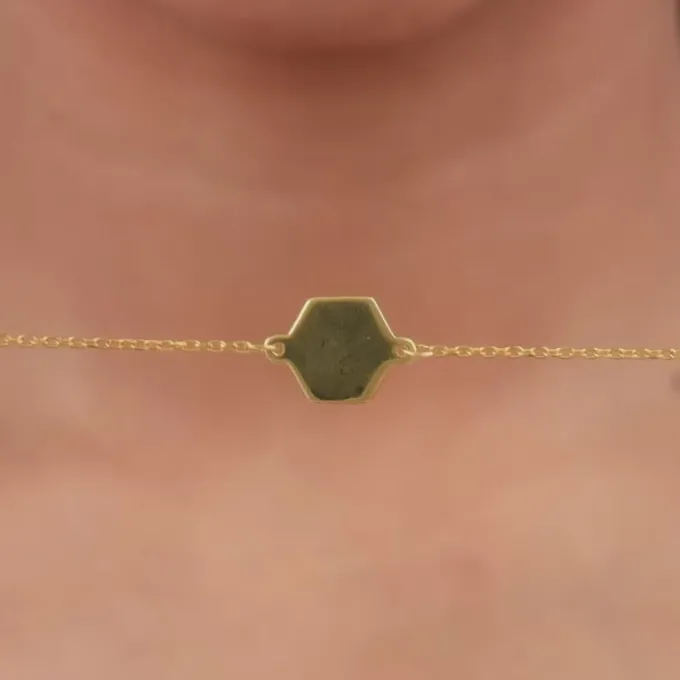 Golden Personalised Hexagon Initial Bracelet
