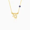 Golden Personalised Hindi Initial Evil Eye Necklace