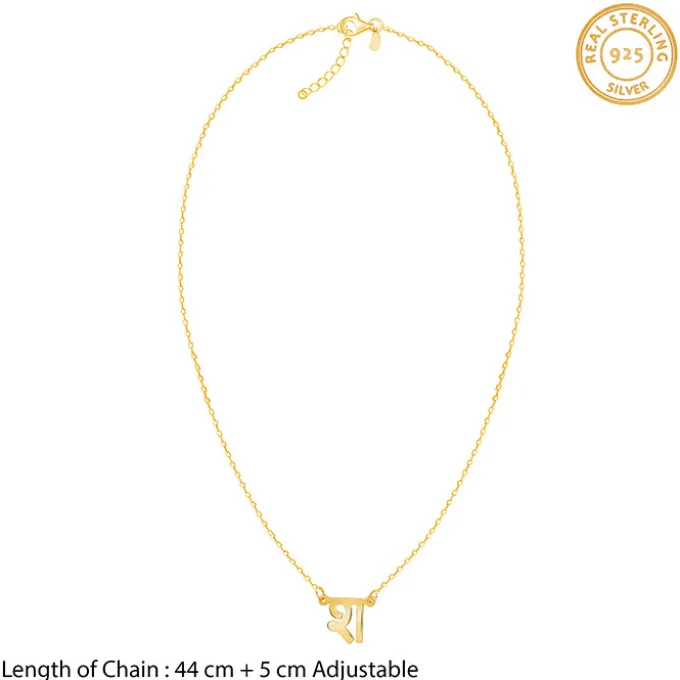 Golden Personalised Hindi Initial Evil Eye Necklace