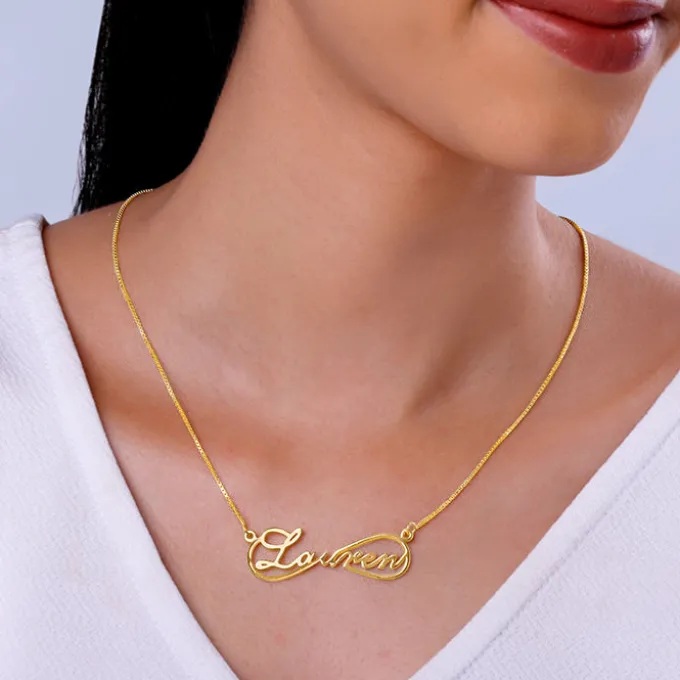Golden Personalised Infinite Promises Pendant