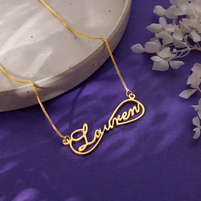Golden Personalised Infinite Promises Pendant