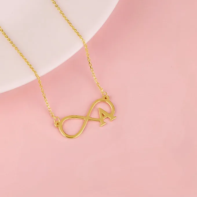 Golden Personalised Infinity Initial Necklace