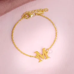 Golden Personalised Initial Kids Bracelet (2 - 8 Years)