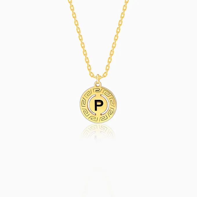 Golden Personalised Initial Grace Pendant with Link Chain