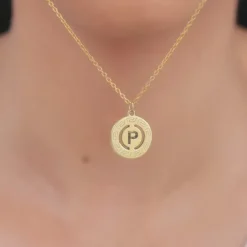 Golden Personalised Initial Grace Pendant with Link Chain