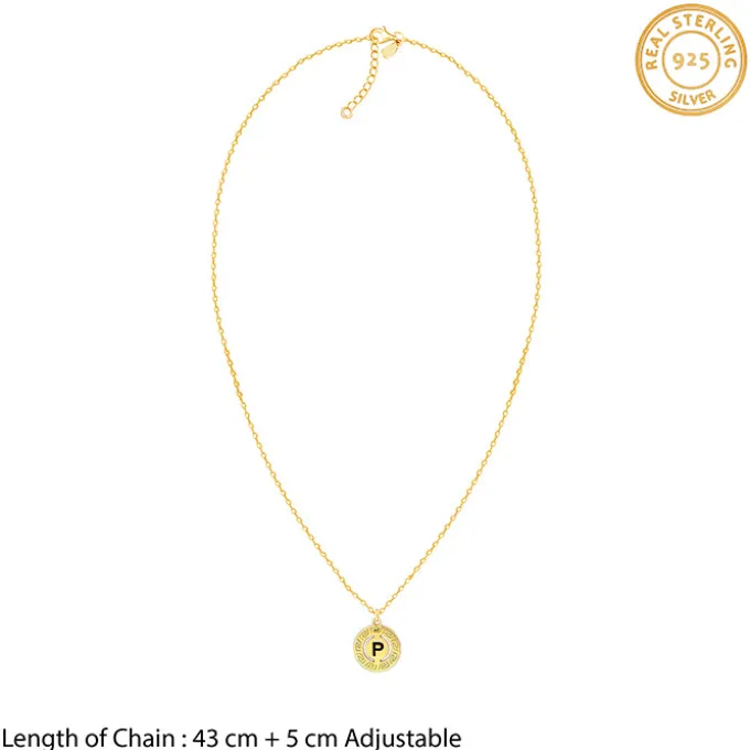 Golden Personalised Initial Grace Pendant with Link Chain