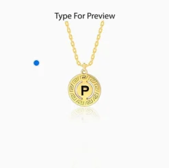 Golden Personalised Initial Grace Pendant with Link Chain