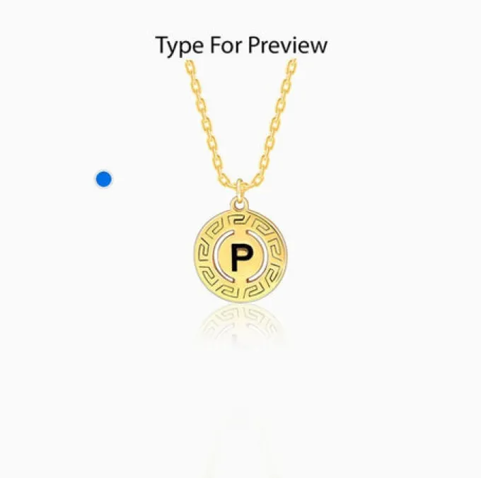 Golden Personalised Initial Grace Pendant with Link Chain