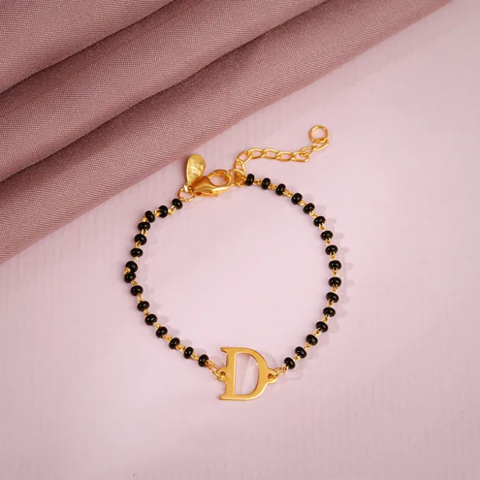 Golden Personalised Initial Nazariya Kids Bracelet (2 - 8 Years)