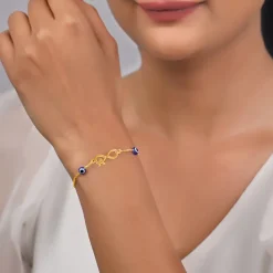 Golden Personalised Initial Nazar Bracelet