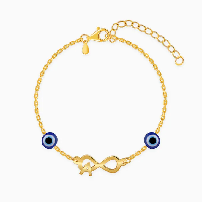 Golden Personalised Initial Nazar Bracelet