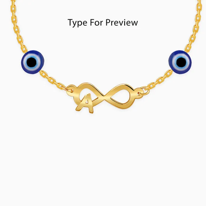 Golden Personalised Initial Nazar Bracelet