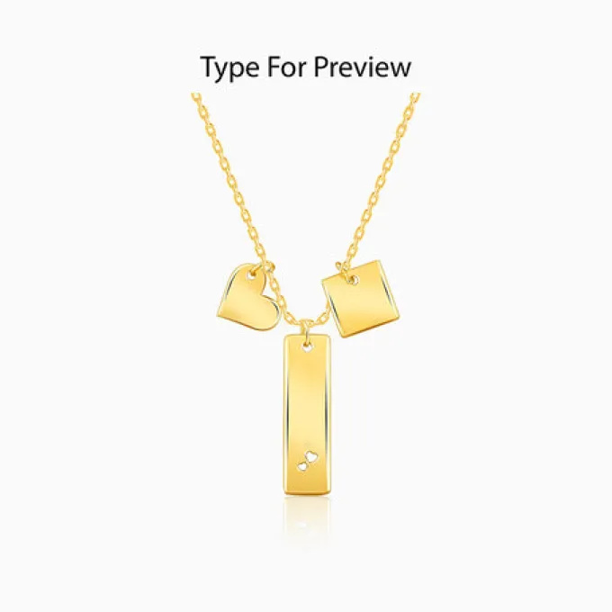 Golden Personalised Initial Charm Pendant With Link Chain