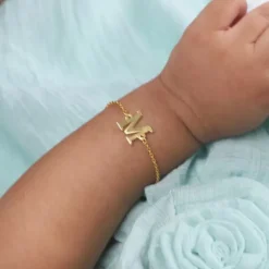 Golden Personalised Initial Kids Bracelet (0 - 2 Years)