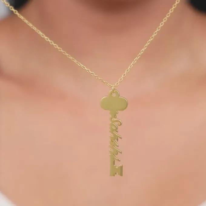 Golden Personalised Key Pendant