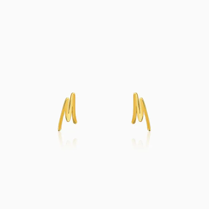 Golden Personalised Letter Stud Earrings