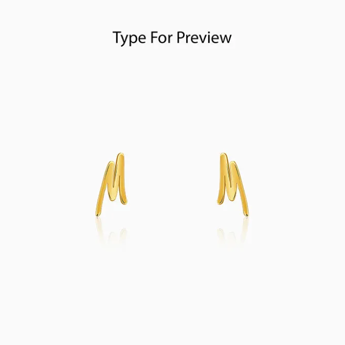 Golden Personalised Letter Stud Earrings