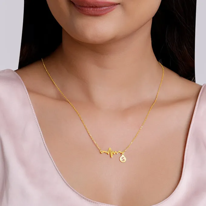 Golden Personalised Lifeline Initial Necklace