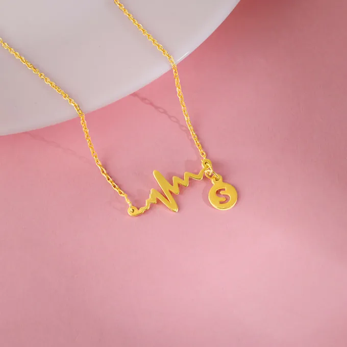 Golden Personalised Lifeline Initial Necklace