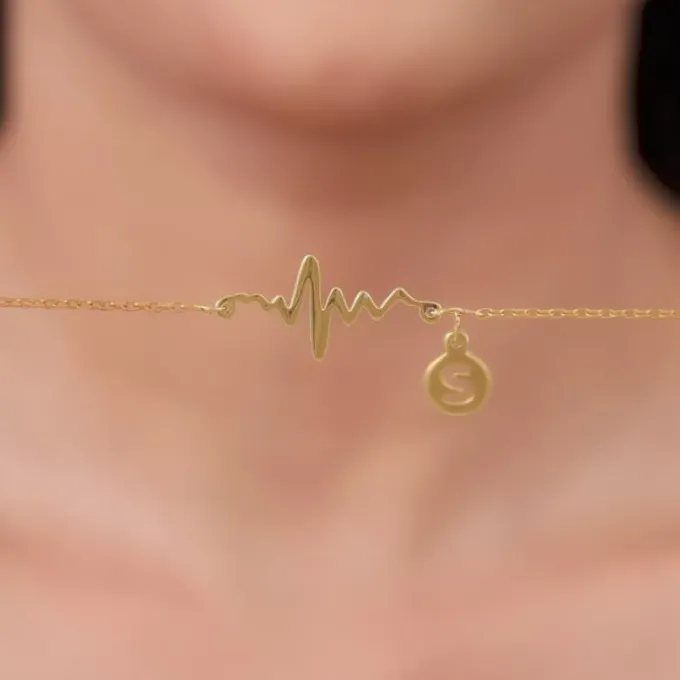 Golden Personalised Lifeline Initial Necklace