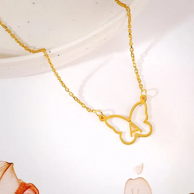 Golden Personalised Like a Butterfly Necklace